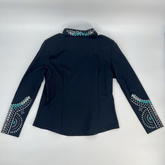 Lisa Nelle Western Show Jacket Womens XXL Black Embellished Zip Equestrian Horse - Picture 10 of 11
